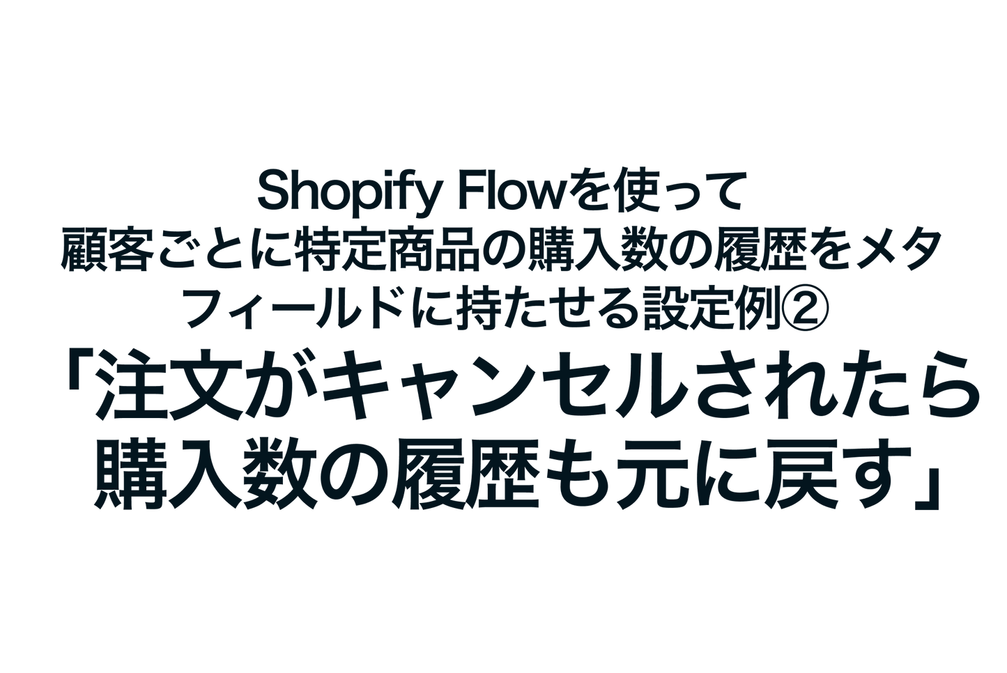Example of setting up a metafield to store the purchase quantity of a specific product for each customer using Shopify Flow ② "If an order is canceled, restore the purchase quantity history"