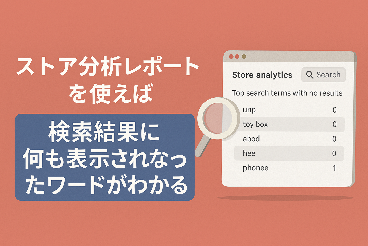 The "Top Online Store Searches with No Results" section of Shopify's store analytics report shows the actual search terms that didn't return any results.