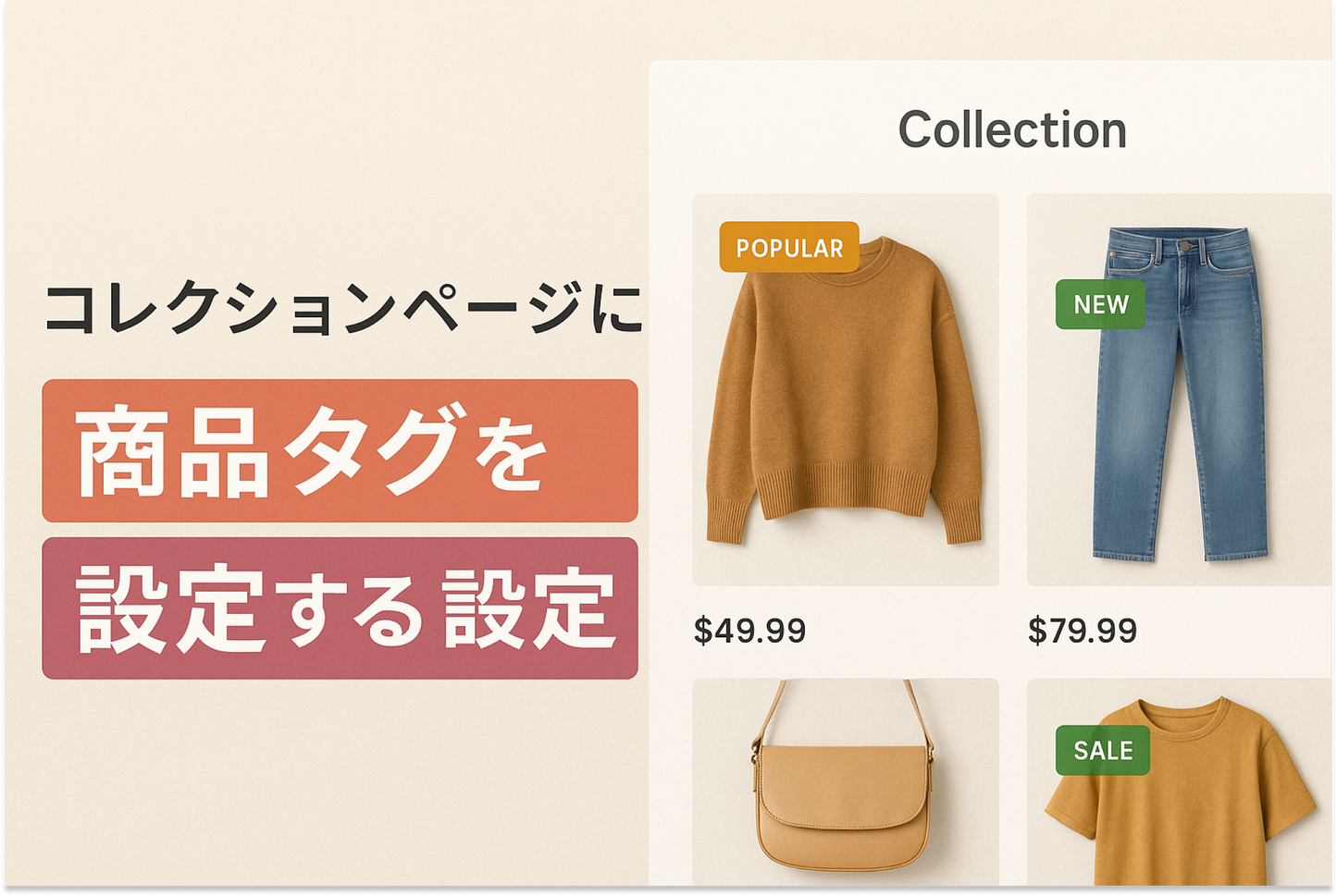 Shopifyのテーマ「Rise/Dawn」のコレクションページに商品タグを表示する設定例