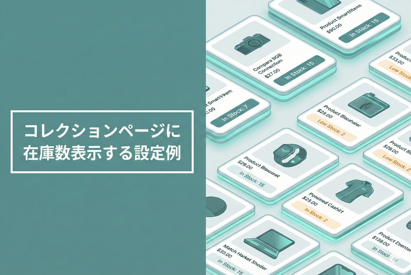 Shopifyのテーマ「Rise/Dawn」のコレクションページに在庫数(バリアントがある商品はその合計在庫数)を表示する設定例