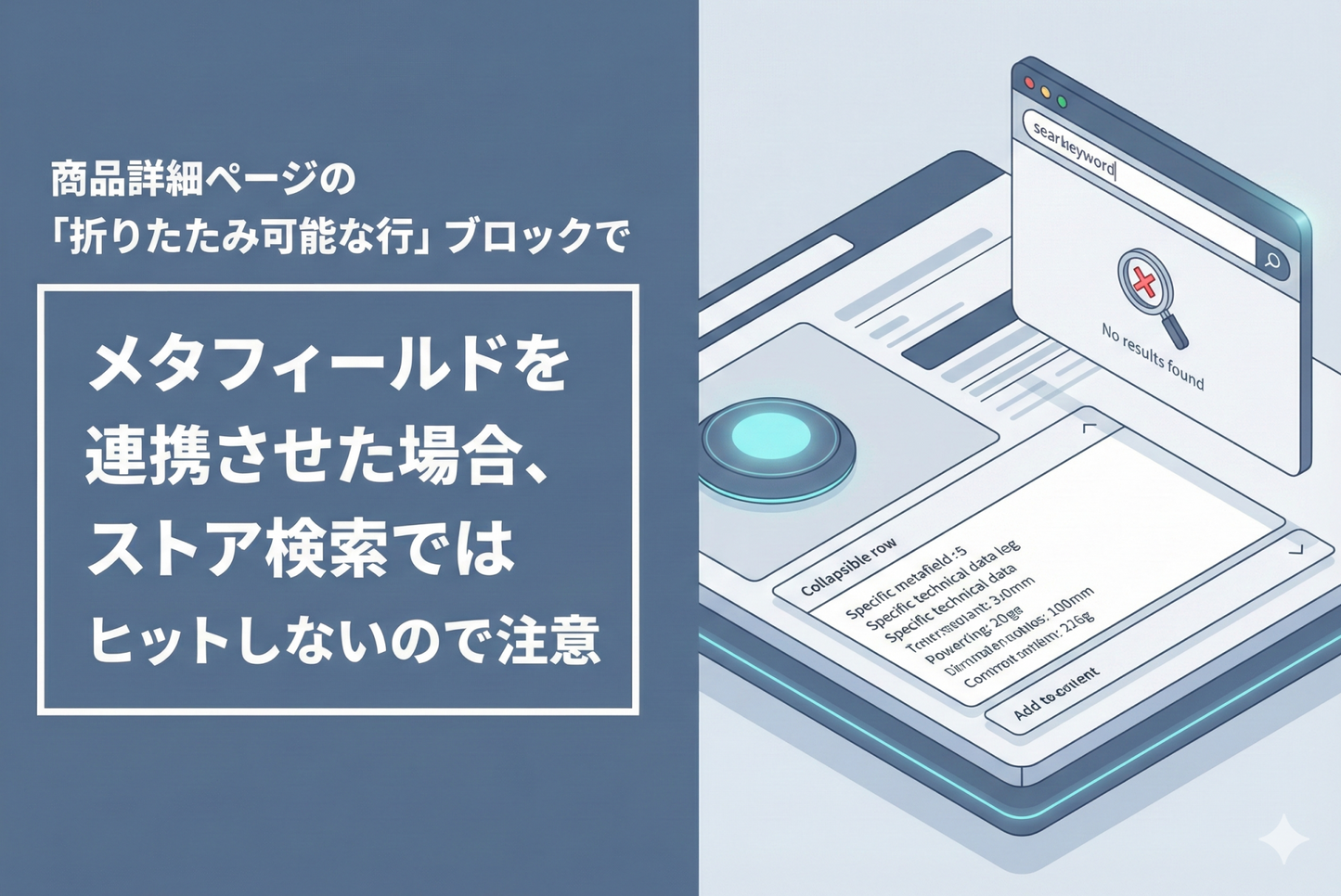 Shopifyのテーマ「Dawn/Rise」で商品詳細ページの「折りたたみ可能な行」ブロックで メタフィールドを連携させた場合ストア検索ではヒットしないので注意