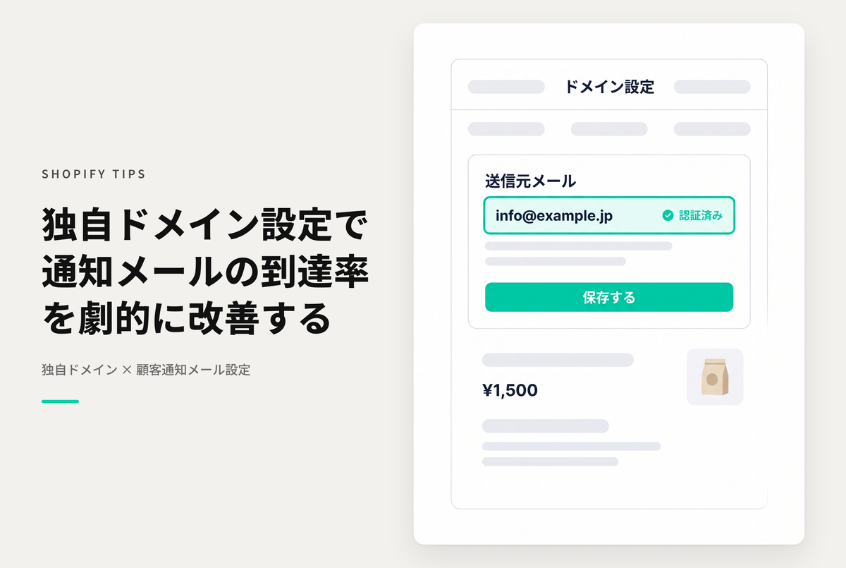 Shopifyで独自ドメインを使う場合、顧客通知用メールのドメインも合わせておく