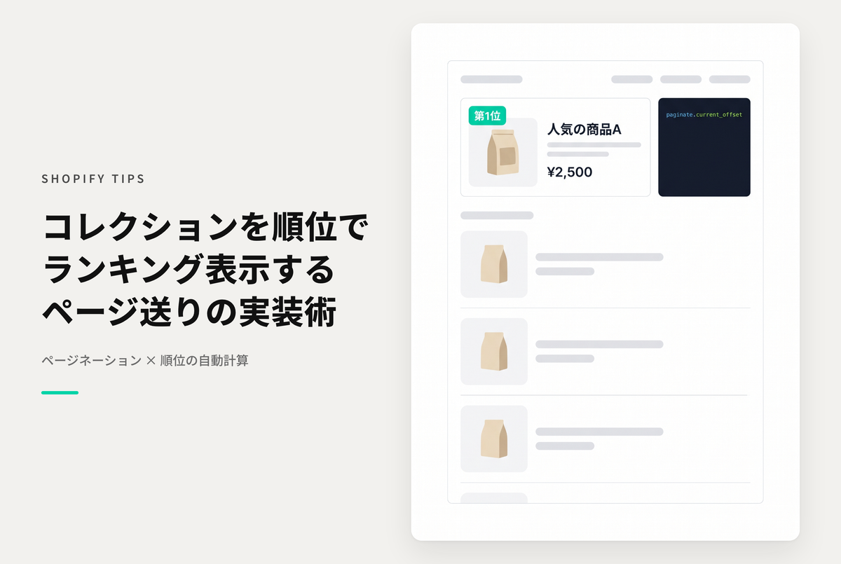 Shopifyでコレクションをランキング形式で表示したい場合の実装例