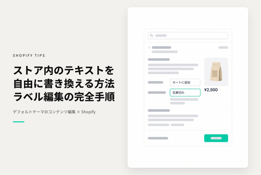 Shopifyでストアの各種テキストラベルを変更したい場合は「デフォルトテーマのコンテンツを編集する」から行う