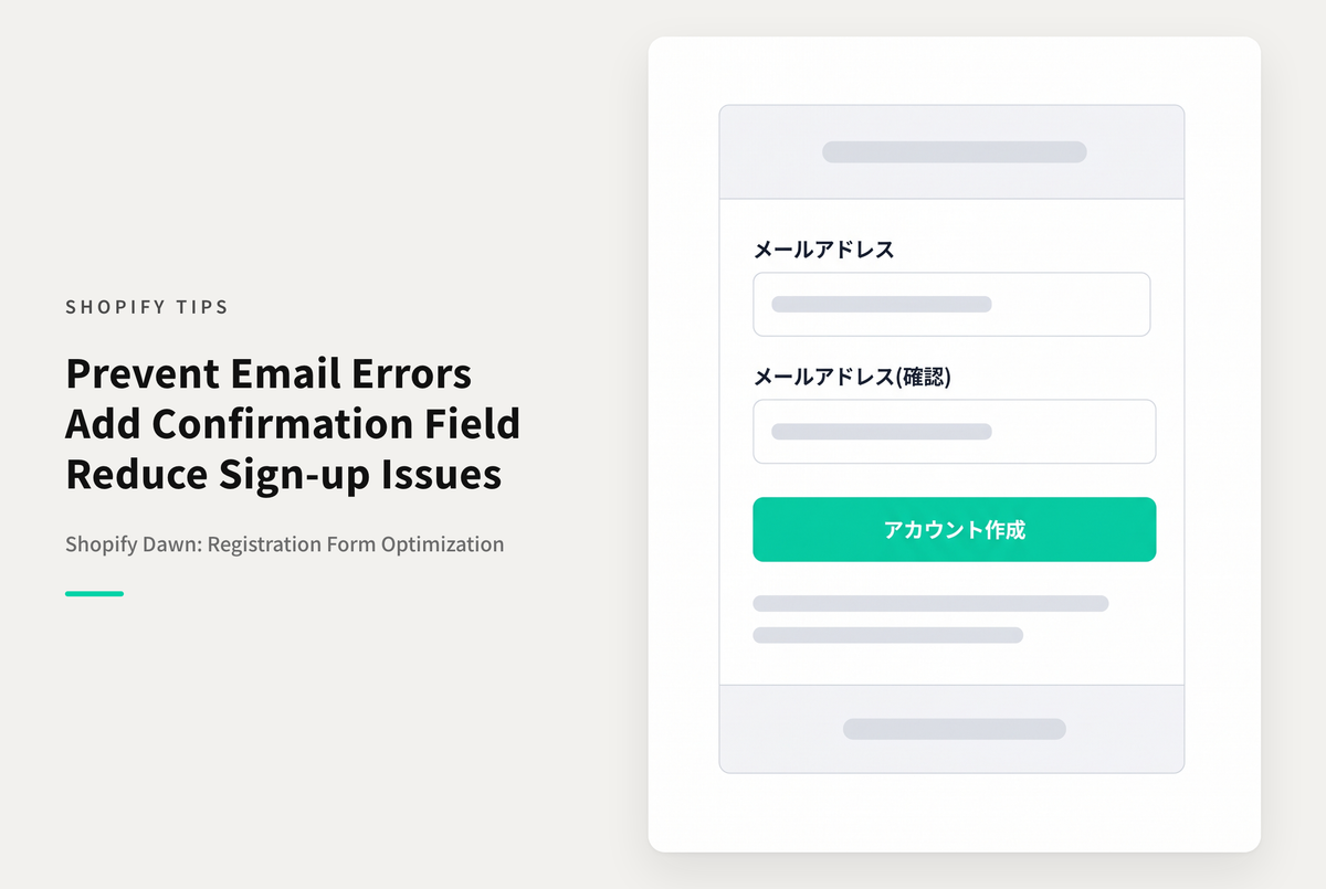 【Dawn】Shopifyのテーマ「Dawn」のアカウント作成ページで一致しないと送信できない確認用メールフォームを設置する設定例