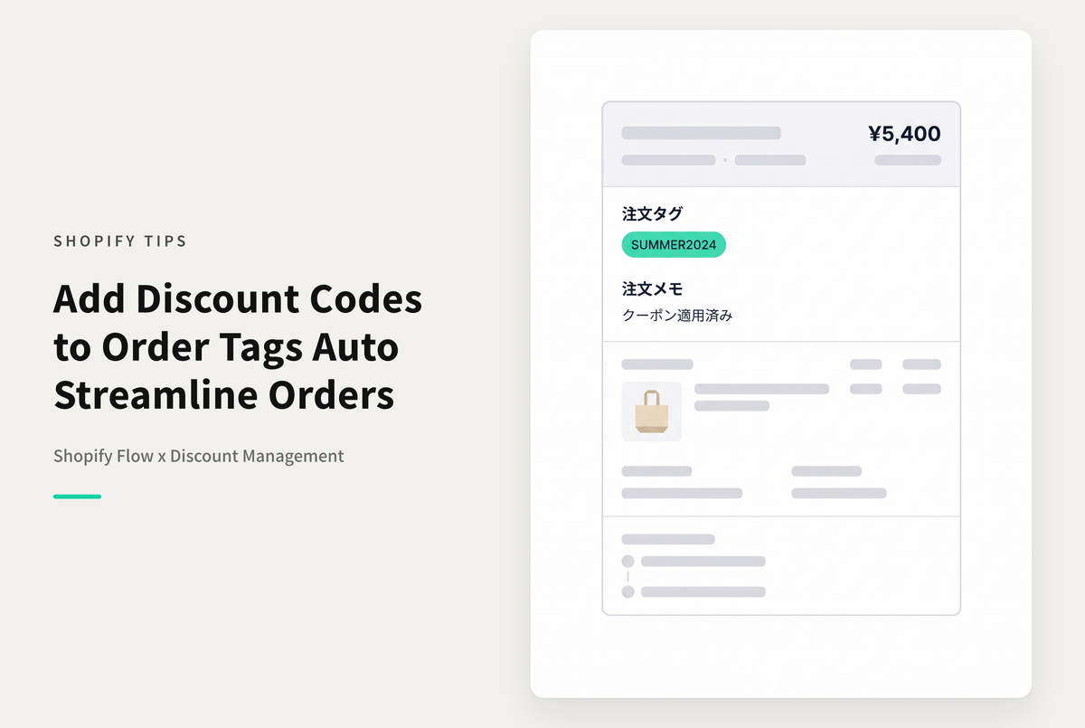 Shopify Flowを使って注文時に使われたクーポンコードを注文メモやタグとして追加する設定例