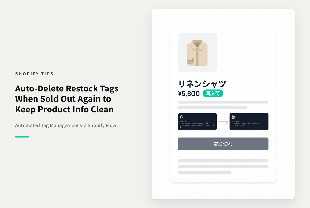 【Dawn】Shopifyで独自タグを使って再入荷したバリエーションを商品詳細ページに表示する際に 再び売り切れた商品ではそれらを非表示にする方法