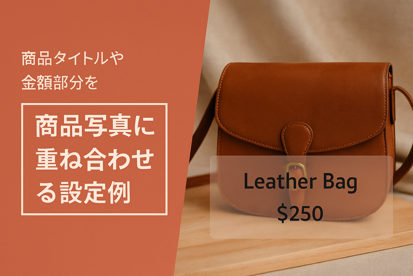 Shopifyのテーマ「Dawn」のコレクションページで商品タイトルや金額部分を商品写真に重ね合わせる設定例