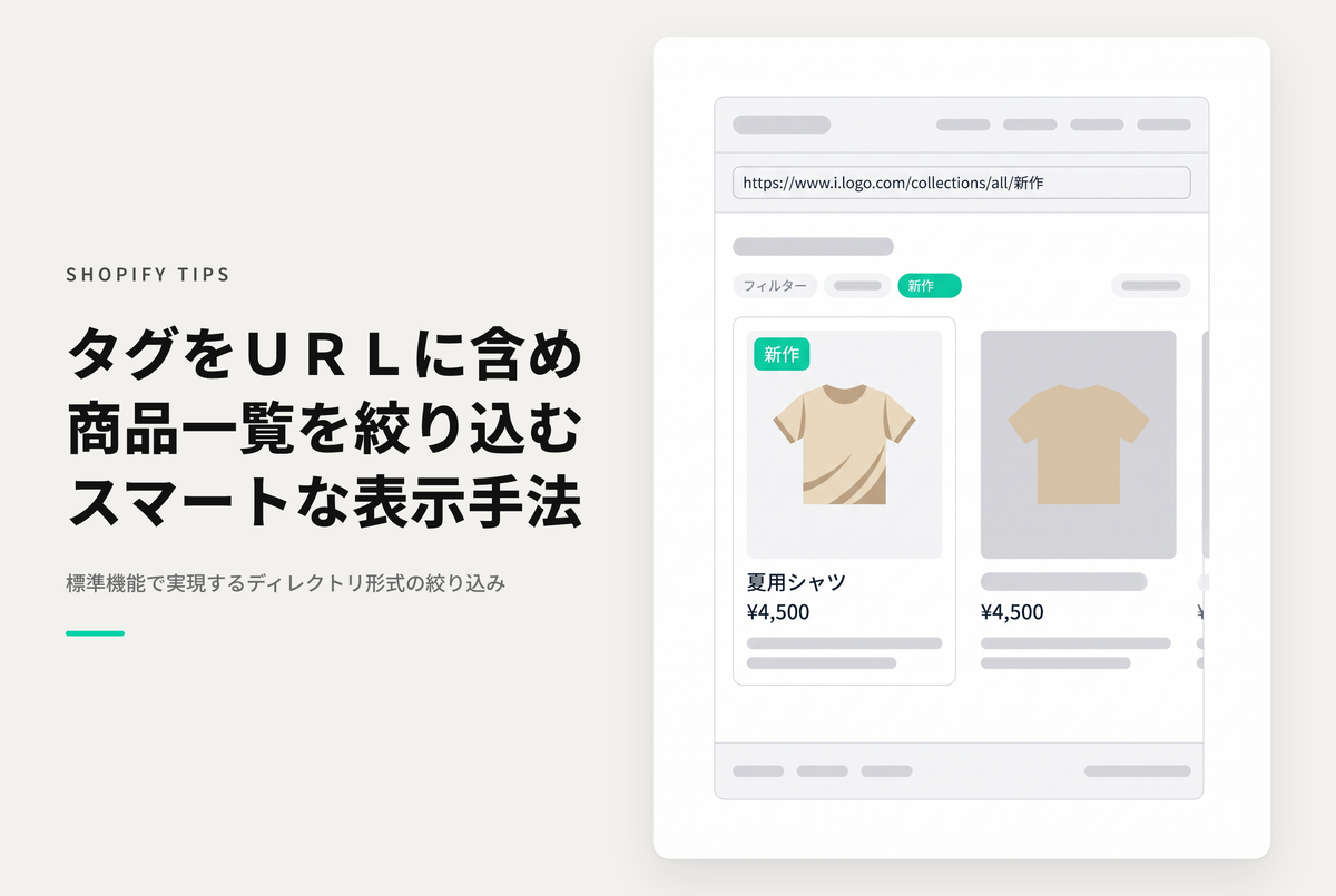 Shopifyのコレクションページは商品に設定されたタグ名をサブディレクトリURLに指定して絞り込み表示可能