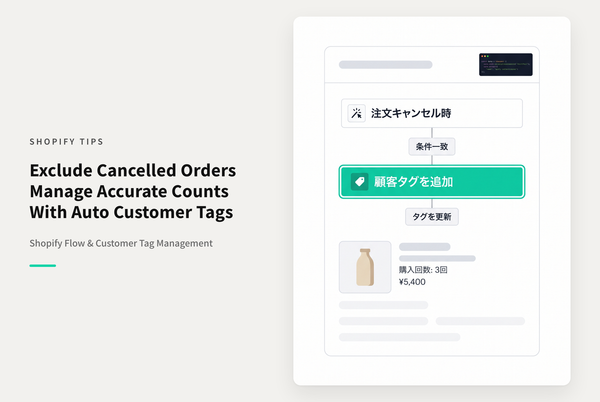 【Dawn】Shopifyでキャンセルされた分をマイナスした正しい注文回数で合計注文回数を顧客タグとして付与する設定例