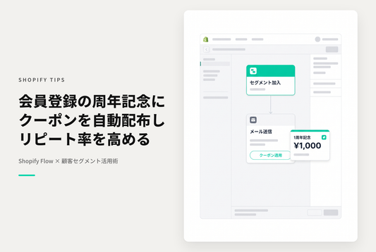 Shopify Flowを使って顧客の会員登録周年ごとにクーポンをプレゼントするキャンペーン設定例